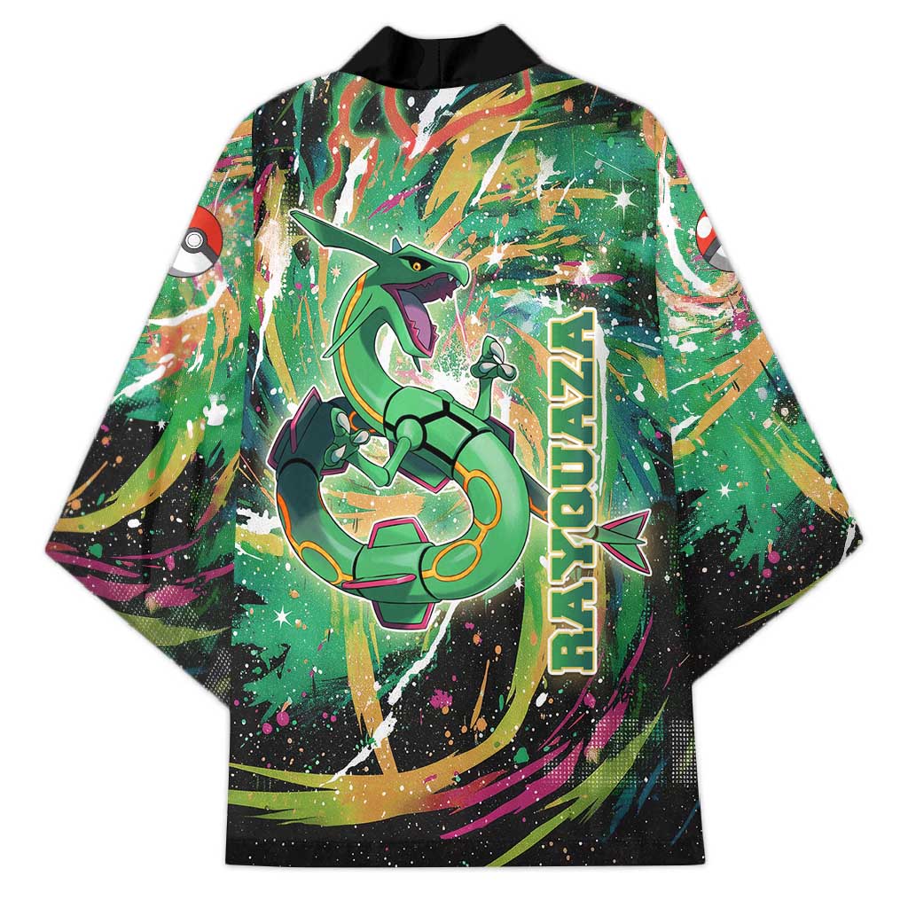 Rayquaza Poké Green Abstract Galaxy Design Kimono Dynamic Swirl Background - The Mazicc