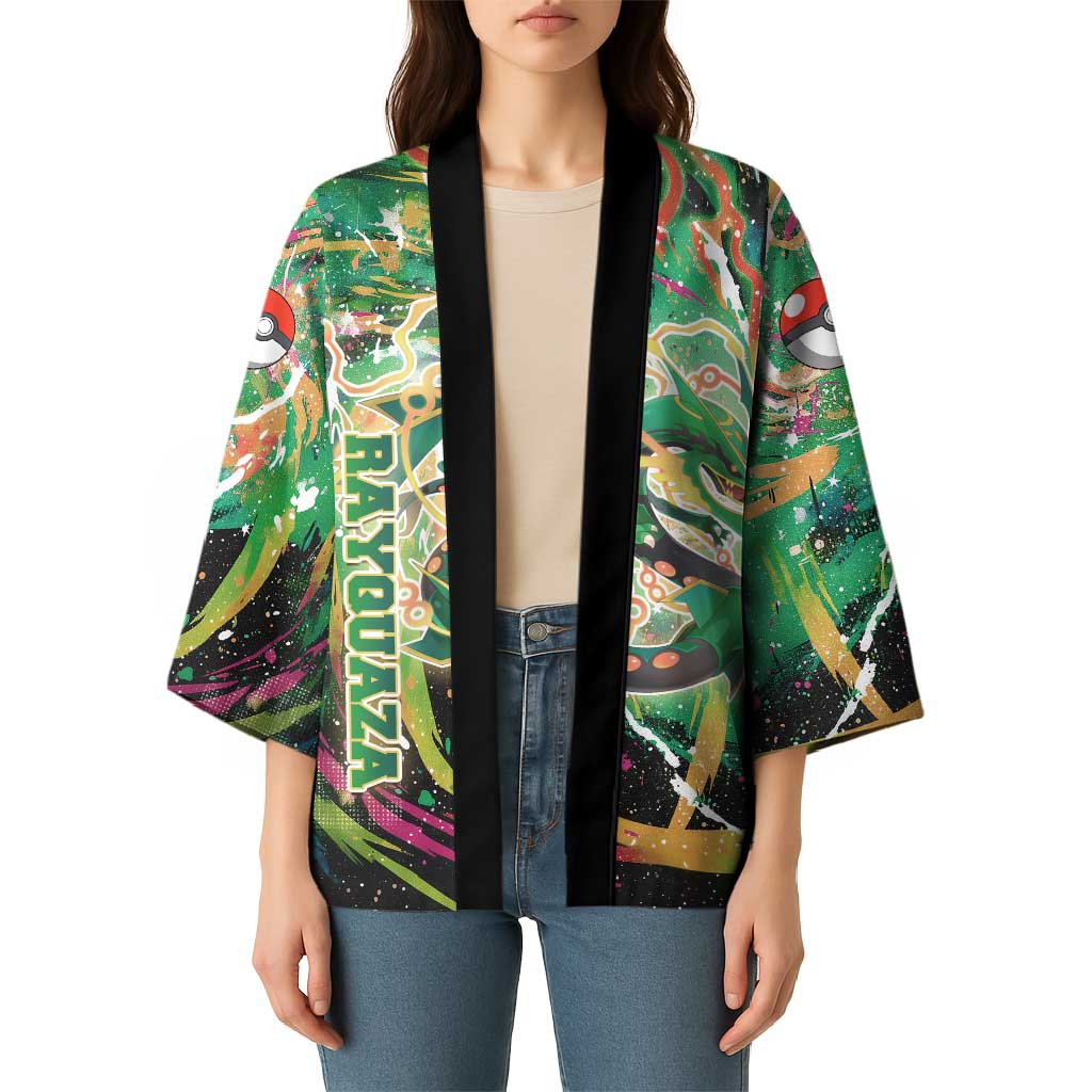 Rayquaza Poké Green Abstract Galaxy Design Kimono Dynamic Swirl Background - The Mazicc