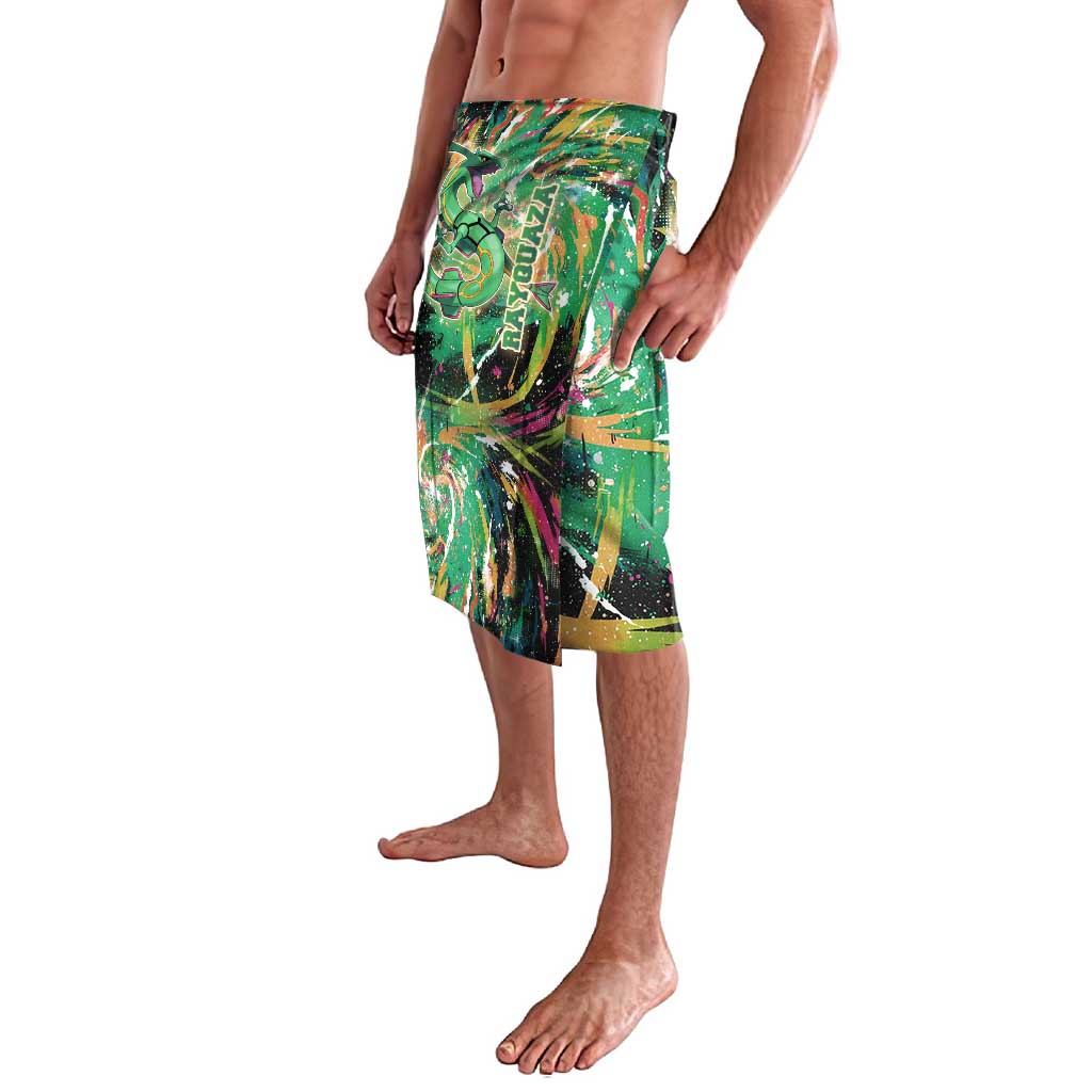 Rayquaza Poké Green Abstract Galaxy Design Lavalava Dynamic Swirl Background - The Mazicc