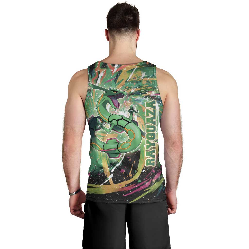 Rayquaza Poké Green Abstract Galaxy Design Men Tank Top Dynamic Swirl Background - The Mazicc