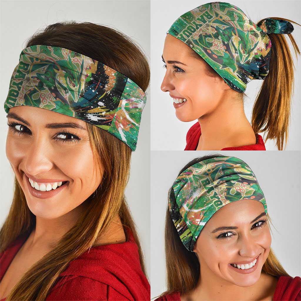 Rayquaza Poké Green Abstract Galaxy Design Neck Gaiter Dynamic Swirl Background - The Mazicc