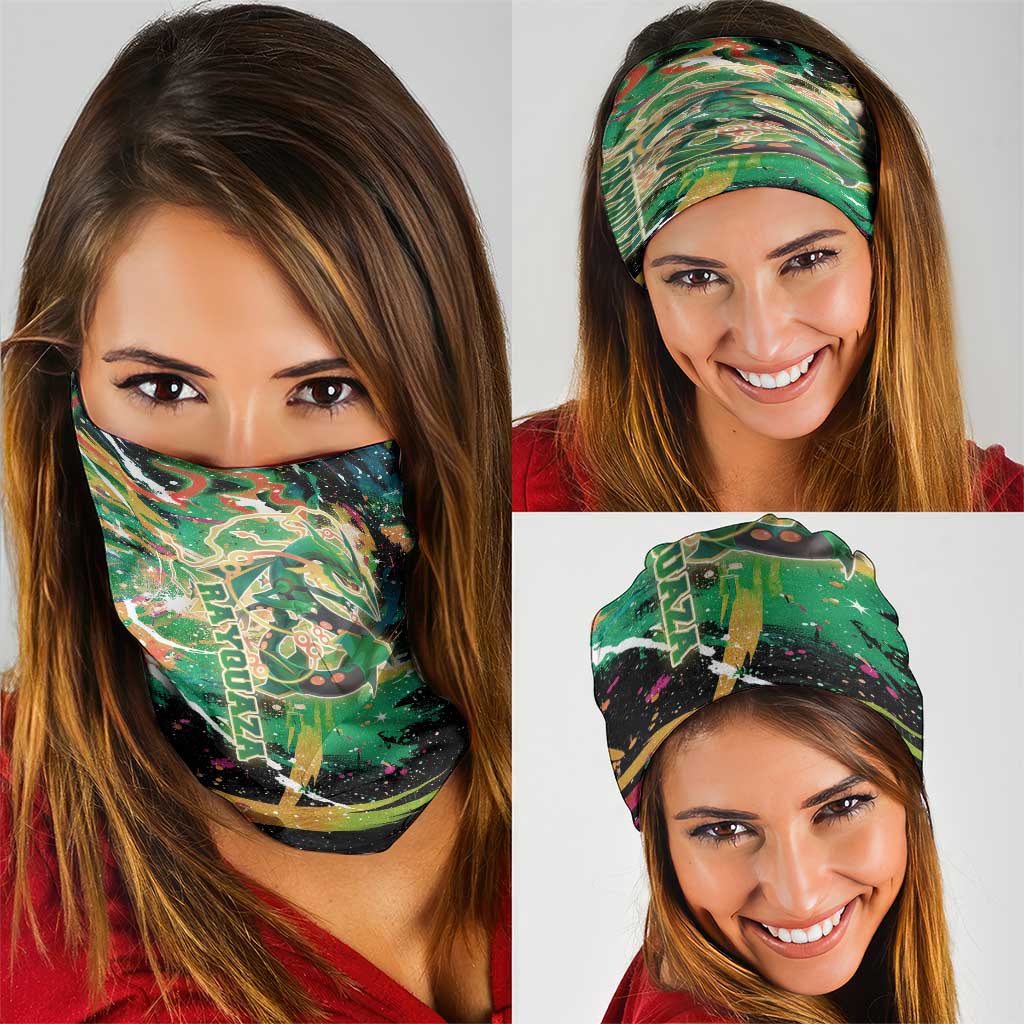 Rayquaza Poké Green Abstract Galaxy Design Neck Gaiter Dynamic Swirl Background - The Mazicc