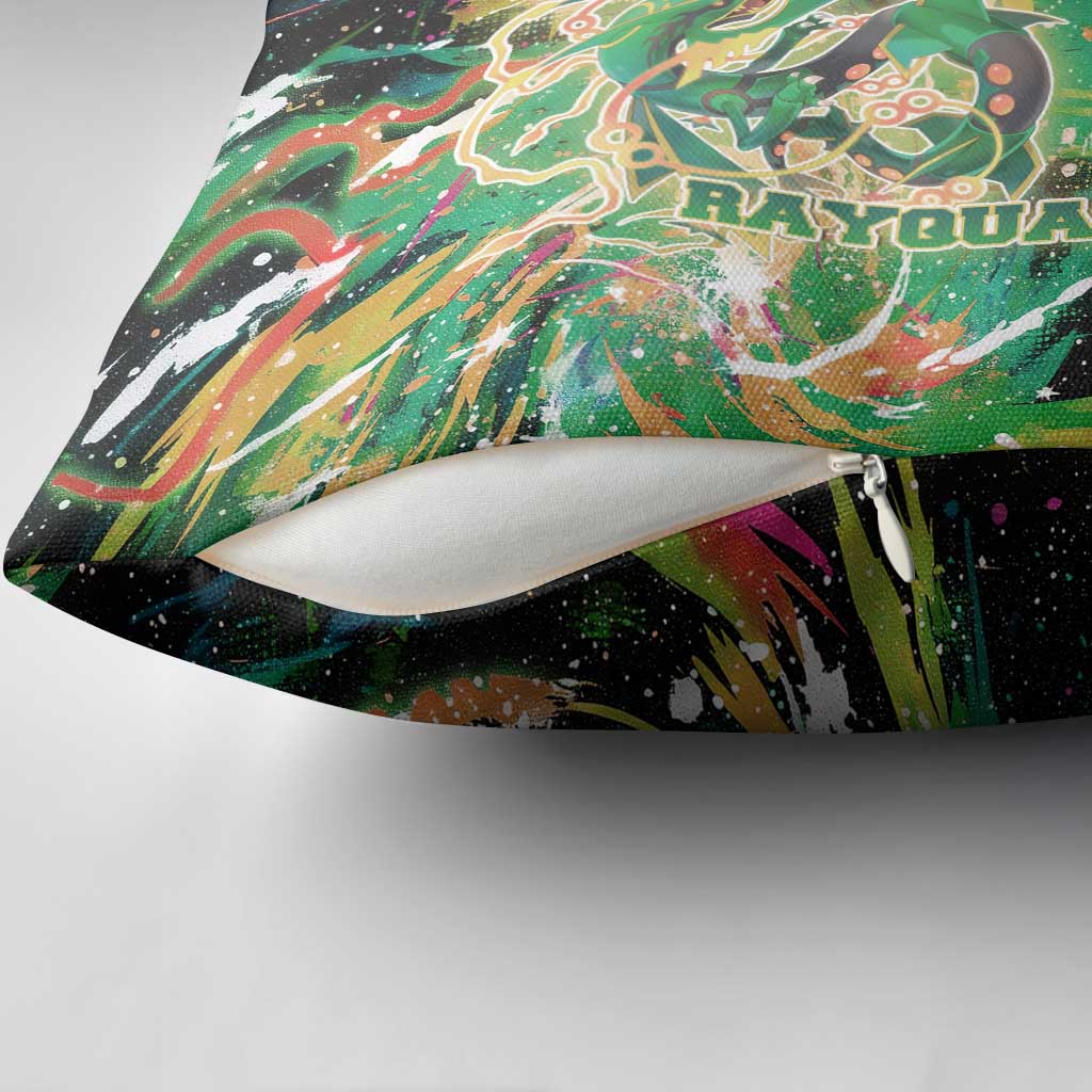 Rayquaza Poké Green Abstract Galaxy Design Pillow Cover Dynamic Swirl Background - The Mazicc