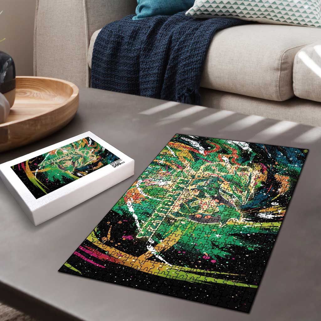 Rayquaza Poké Green Abstract Galaxy Design Puzzle Dynamic Swirl Background - The Mazicc