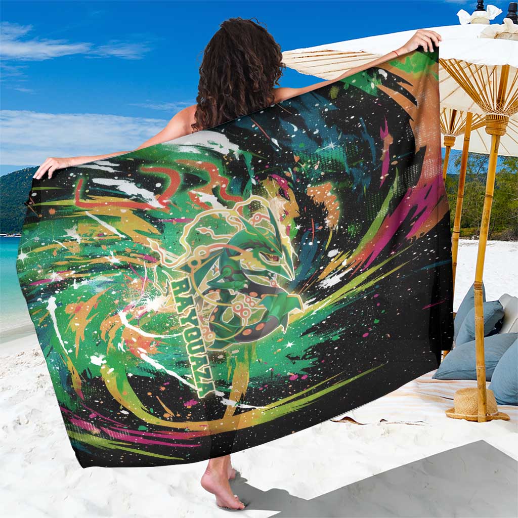 Rayquaza Poké Green Abstract Galaxy Design Sarong Dynamic Swirl Background - The Mazicc