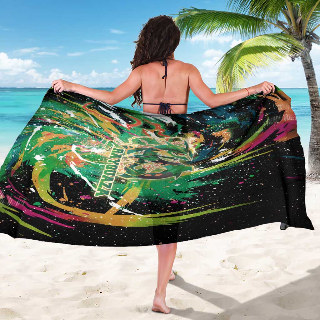 Rayquaza Poké Green Abstract Galaxy Design Sarong Dynamic Swirl Background - The Mazicc