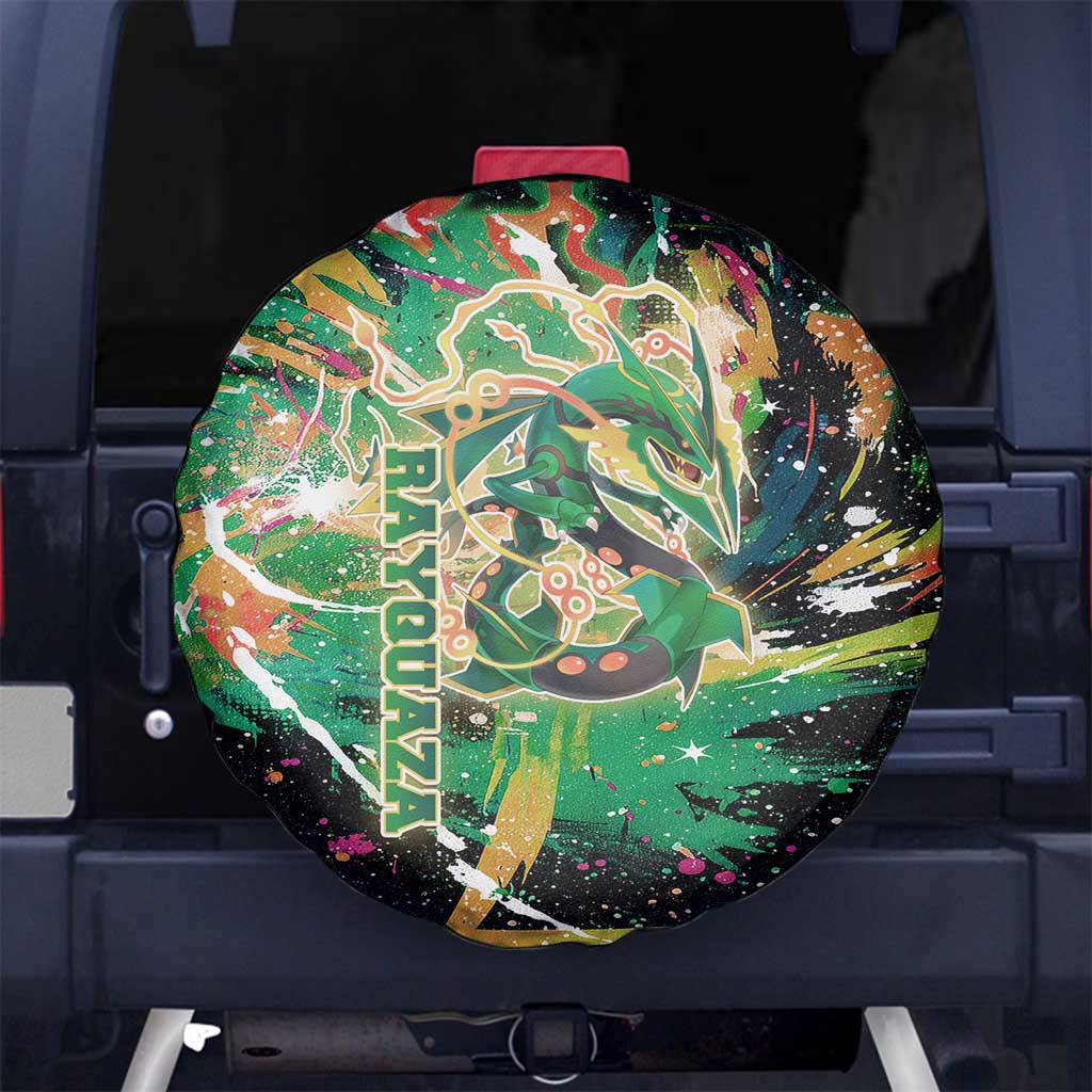 Rayquaza Poké Green Abstract Galaxy Design Spare Tire Cover Dynamic Swirl Background - The Mazicc