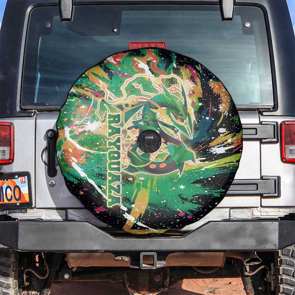 Rayquaza Poké Green Abstract Galaxy Design Spare Tire Cover Dynamic Swirl Background - The Mazicc
