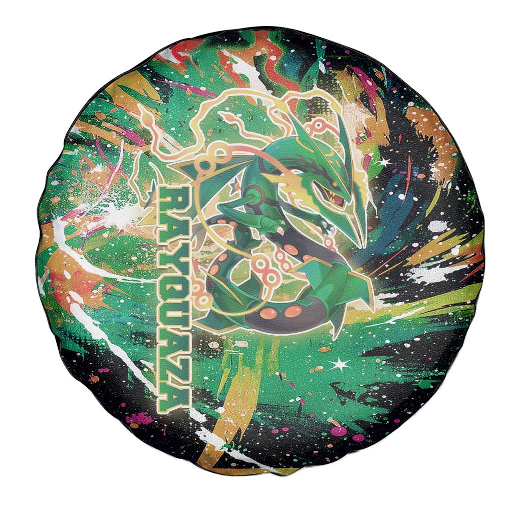 Rayquaza Poké Green Abstract Galaxy Design Spare Tire Cover Dynamic Swirl Background - The Mazicc