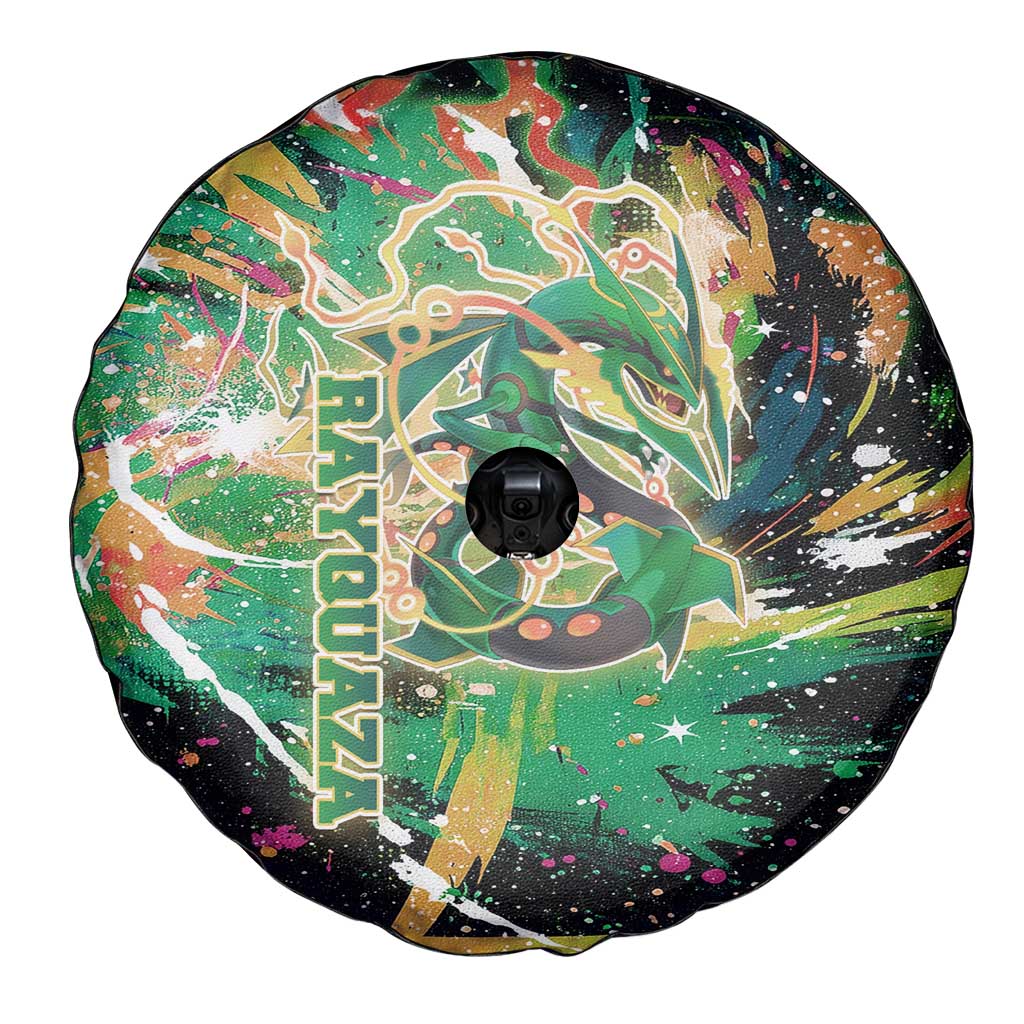 Rayquaza Poké Green Abstract Galaxy Design Spare Tire Cover Dynamic Swirl Background - The Mazicc