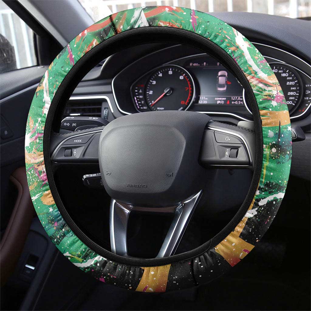 Rayquaza Poké Green Abstract Galaxy Design Steering Wheel Cover Dynamic Swirl Background - The Mazicc