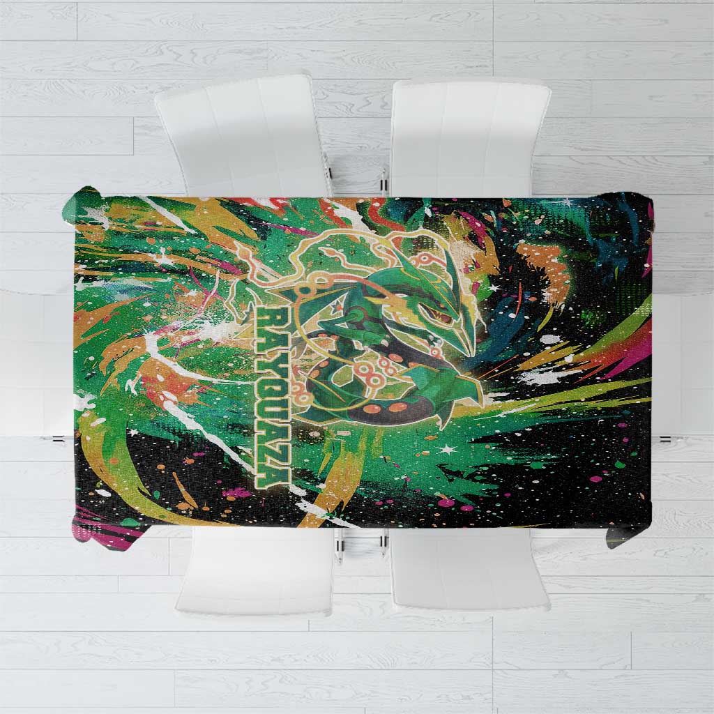 Rayquaza Poké Green Abstract Galaxy Design Tablecloth Dynamic Swirl Background - The Mazicc