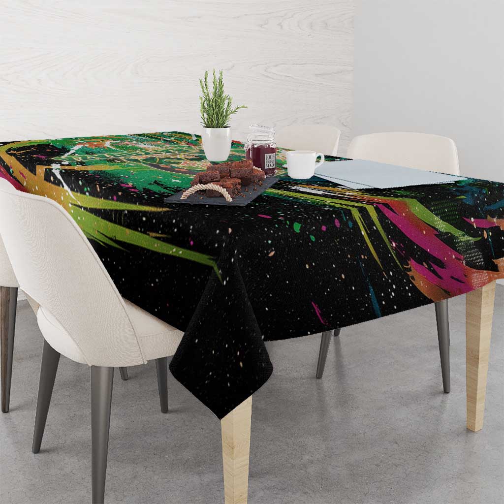Rayquaza Poké Green Abstract Galaxy Design Tablecloth Dynamic Swirl Background - The Mazicc
