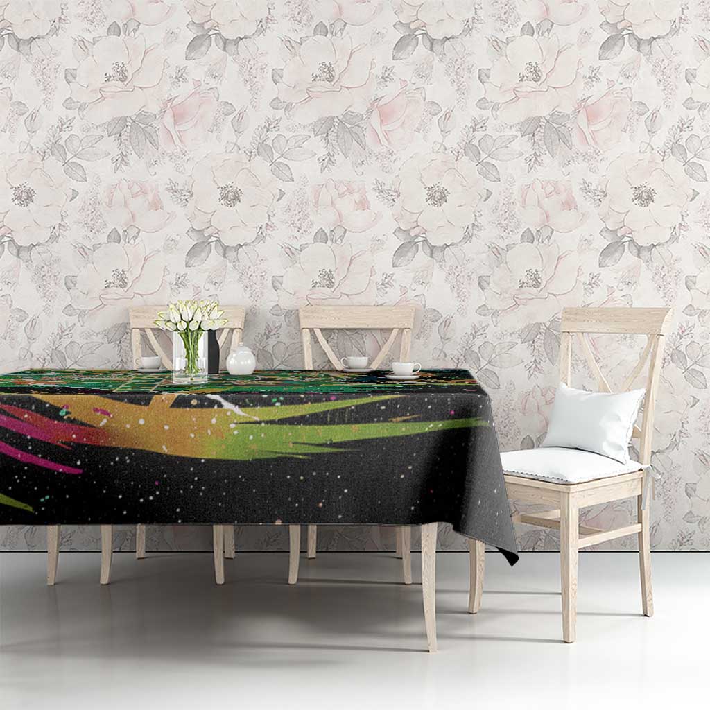Rayquaza Poké Green Abstract Galaxy Design Tablecloth Dynamic Swirl Background - The Mazicc