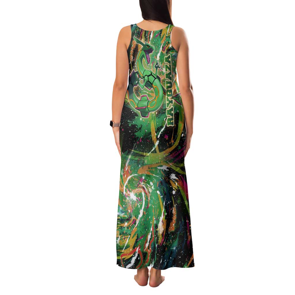 Rayquaza Poké Green Abstract Galaxy Design Tank Maxi Dress Dynamic Swirl Background - The Mazicc