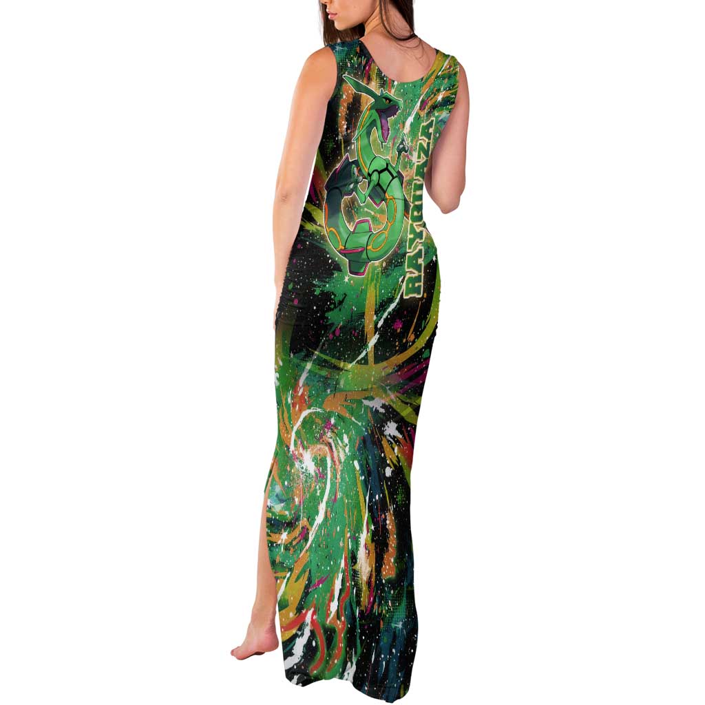 Rayquaza Poké Green Abstract Galaxy Design Tank Maxi Dress Dynamic Swirl Background - The Mazicc