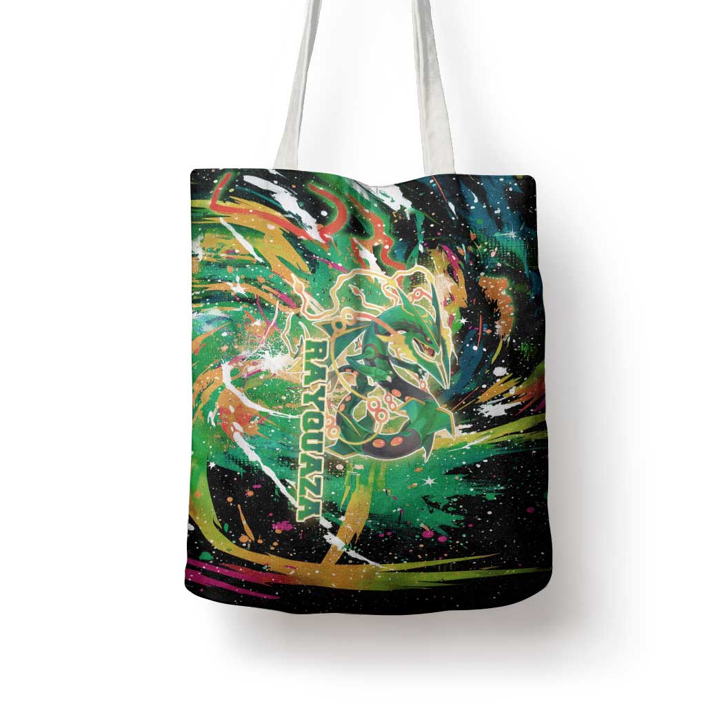 Rayquaza Poké Green Abstract Galaxy Design Tote Bag Dynamic Swirl Background - The Mazicc