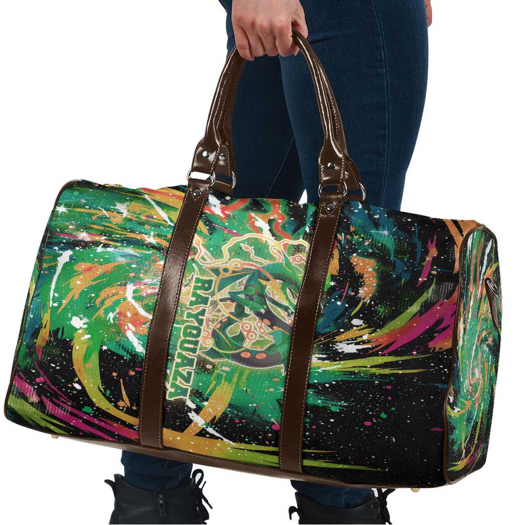 Rayquaza Poké Green Abstract Galaxy Design Travel Bag Dynamic Swirl Background - The Mazicc