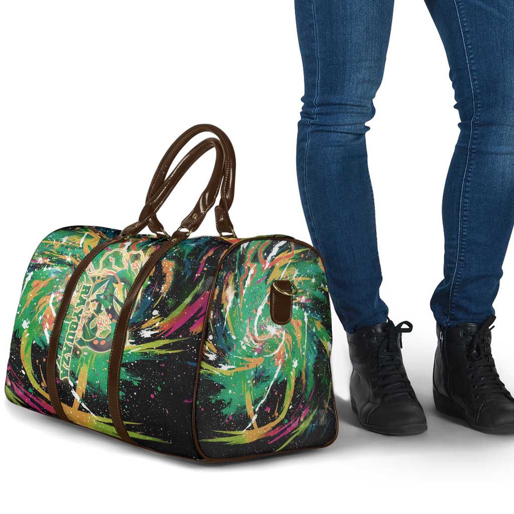 Rayquaza Poké Green Abstract Galaxy Design Travel Bag Dynamic Swirl Background - The Mazicc