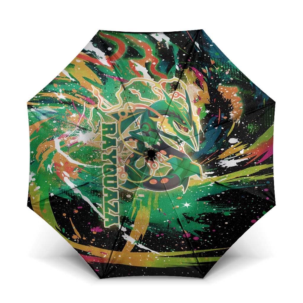 Rayquaza Poké Green Abstract Galaxy Design Umbrella Dynamic Swirl Background - The Mazicc