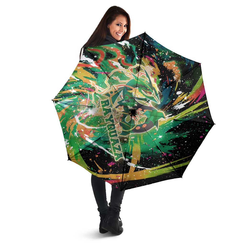 Rayquaza Poké Green Abstract Galaxy Design Umbrella Dynamic Swirl Background - The Mazicc