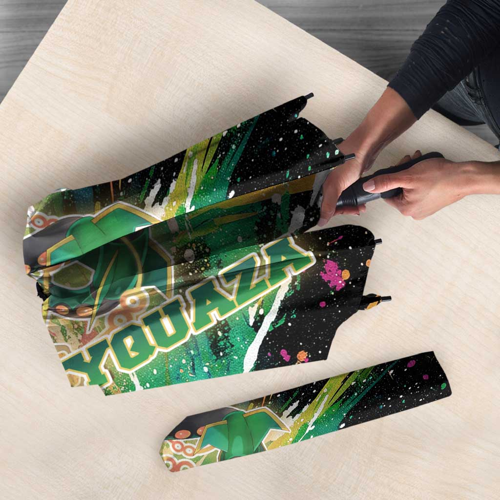 Rayquaza Poké Green Abstract Galaxy Design Umbrella Dynamic Swirl Background - The Mazicc