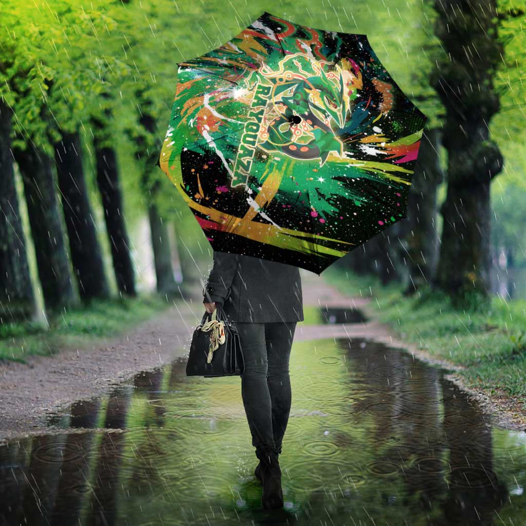 Rayquaza Poké Green Abstract Galaxy Design Umbrella Dynamic Swirl Background - The Mazicc