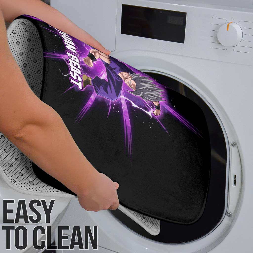 Gohan Beast Dragon Ball Super Anime Purple Lightning Aura Design Bathroom Set with Dynamic Power Pose and Energy Burst Background - The Mazicc