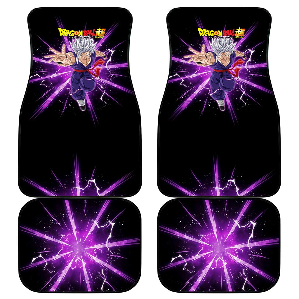 Gohan Beast Dragon Ball Super Anime Purple Lightning Aura Design Car Mats with Dynamic Power Pose and Energy Burst Background - The Mazicc