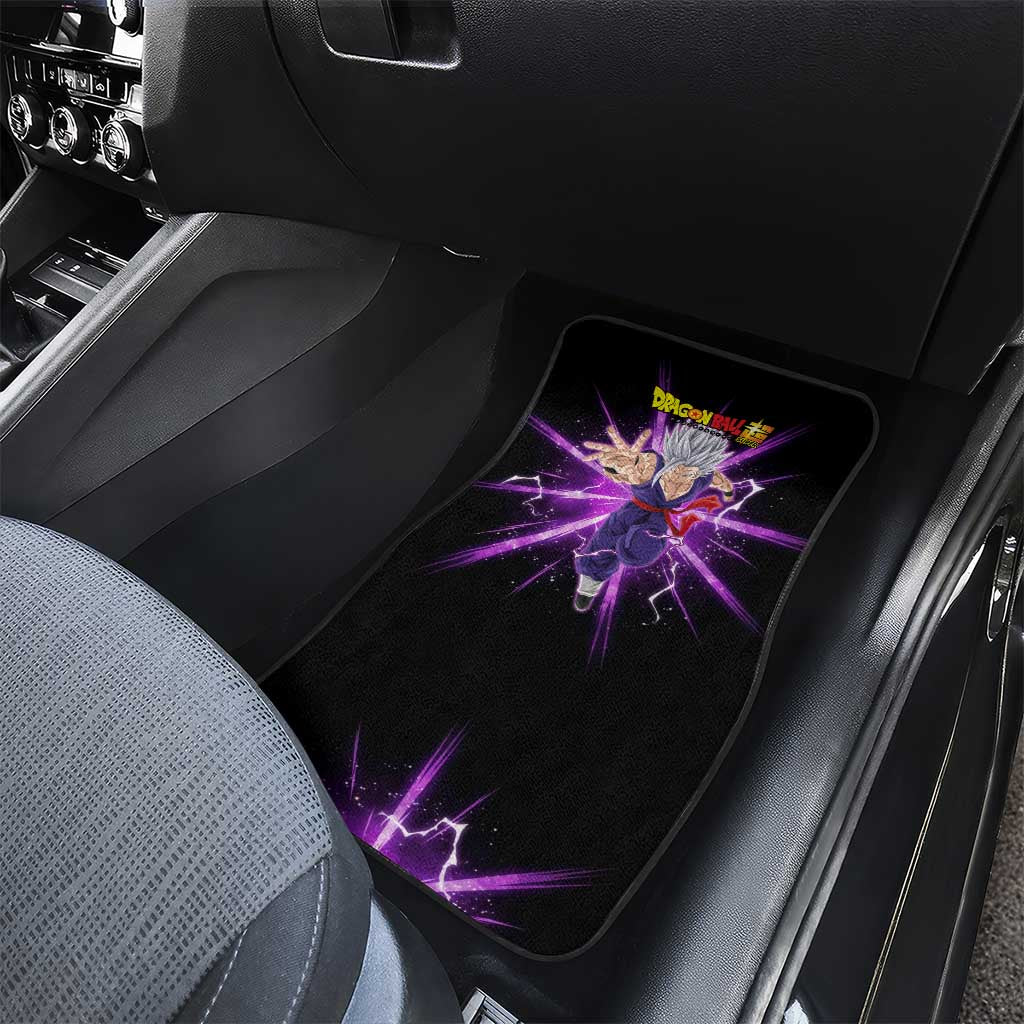 Gohan Beast Dragon Ball Super Anime Purple Lightning Aura Design Car Mats with Dynamic Power Pose and Energy Burst Background - The Mazicc