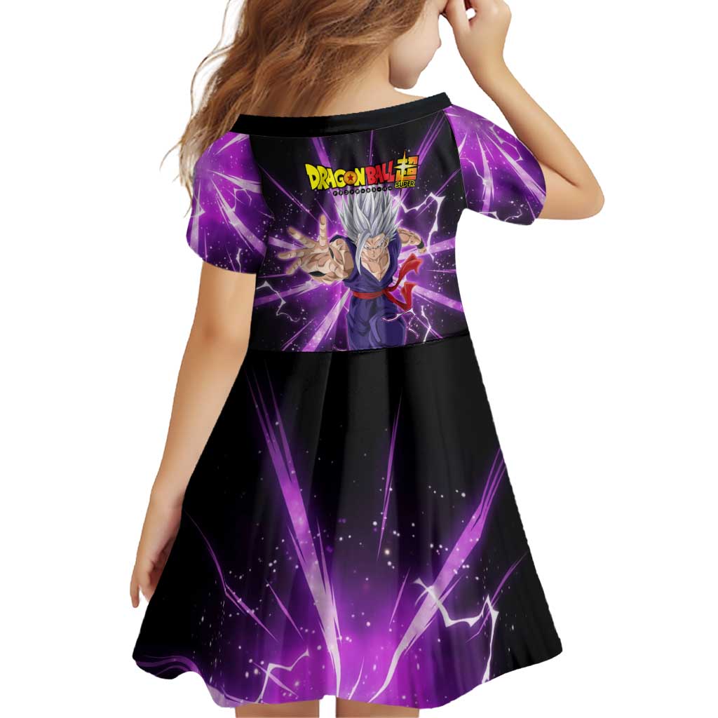 Gohan Beast Dragon Ball Super Anime Purple Lightning Aura Design Family Matching Short Sleeve Bodycon Dress and Hawaiian Shirt with Dynamic Power Pose and Energy Burst Background