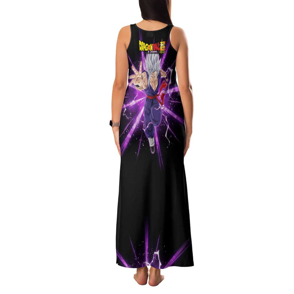 Gohan Beast Dragon Ball Super Anime Purple Lightning Aura Design Family Matching Tank Maxi Dress and Hawaiian Shirt with Dynamic Power Pose and Energy Burst Background