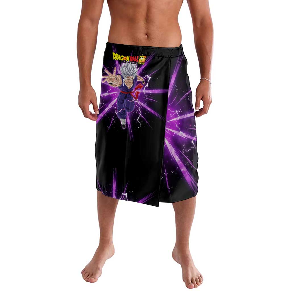 Gohan Beast Dragon Ball Super Anime Purple Lightning Aura Design Lavalava with Dynamic Power Pose and Energy Burst Background - The Mazicc