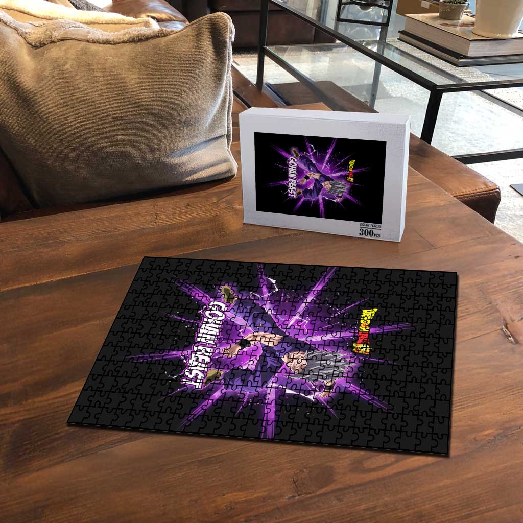 Gohan Beast Dragon Ball Super Anime Purple Lightning Aura Design Puzzle with Dynamic Power Pose and Energy Burst Background - The Mazicc