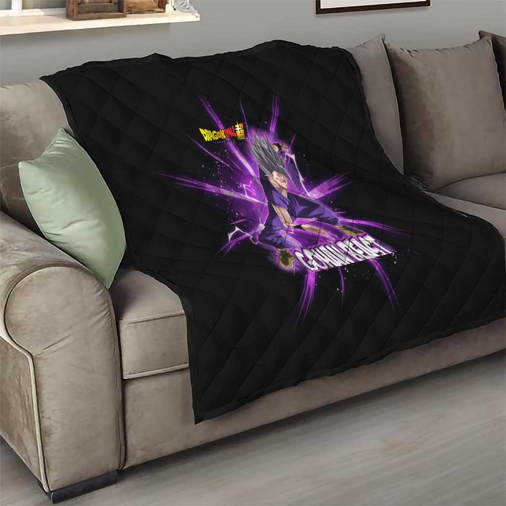 Gohan Beast Dragon Ball Super Anime Purple Lightning Aura Design Quilt with Dynamic Power Pose and Energy Burst Background - The Mazicc