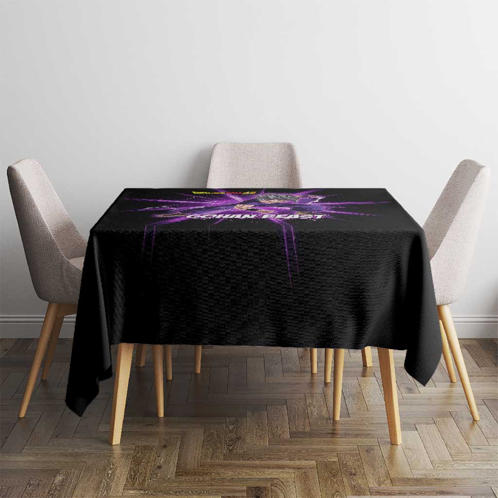 Gohan Beast Dragon Ball Super Anime Purple Lightning Aura Design Tablecloth with Dynamic Power Pose and Energy Burst Background - The Mazicc