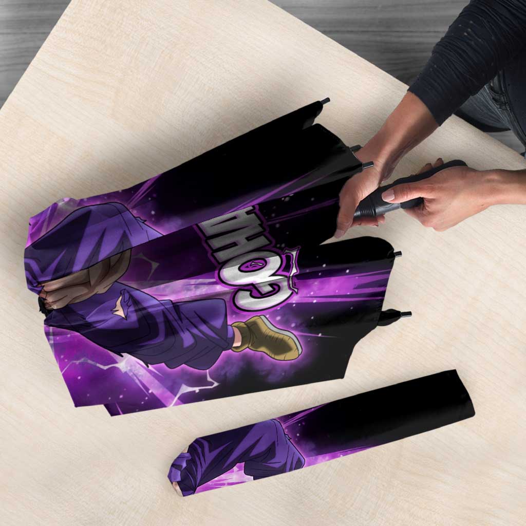 Gohan Beast Dragon Ball Super Anime Purple Lightning Aura Design Umbrella with Dynamic Power Pose and Energy Burst Background - The Mazicc
