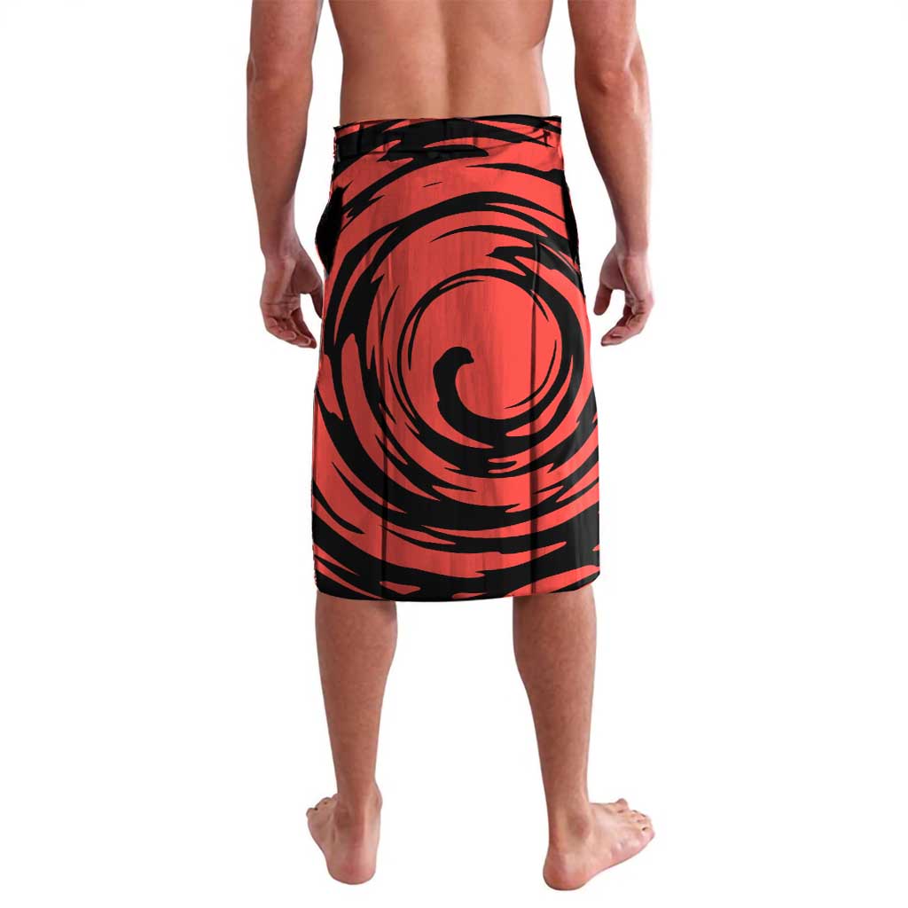 Charizard Pokémon Red and Black Swirl Design Lavalava with Flames, Pokéball Accents, and Dynamic Fire-Breathing Pose - The Mazicc