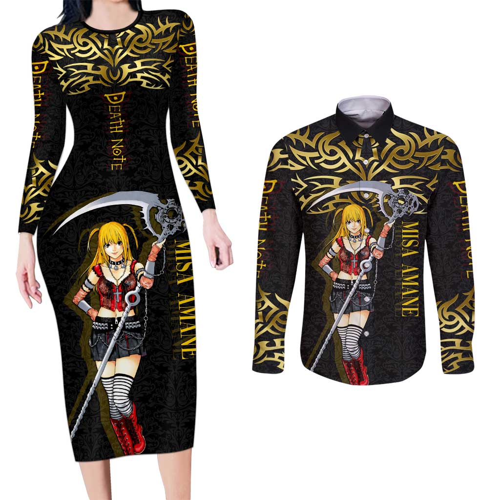 Misa Amane Death Note Couples Matching Long Sleeve Bodycon Dress and Long Sleeve Button Shirt Misa Amane from Death Note - Dark Diva with a Blade