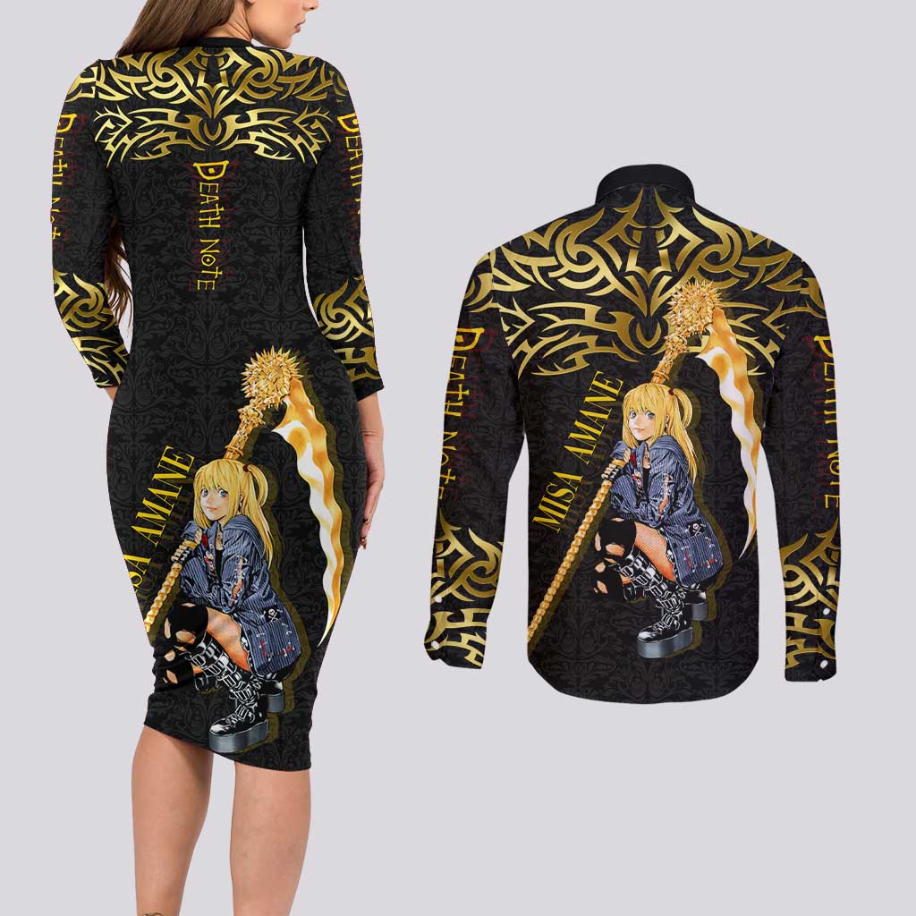 Misa Amane Death Note Couples Matching Long Sleeve Bodycon Dress and Long Sleeve Button Shirt Misa Amane from Death Note - Dark Diva with a Blade