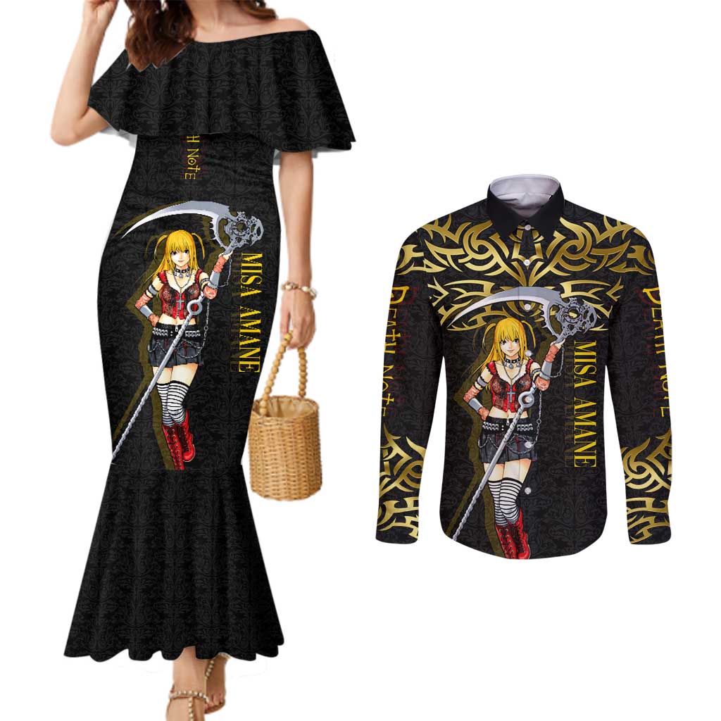 Misa Amane Death Note Couples Matching Mermaid Dress and Long Sleeve Button Shirt Misa Amane from Death Note - Dark Diva with a Blade