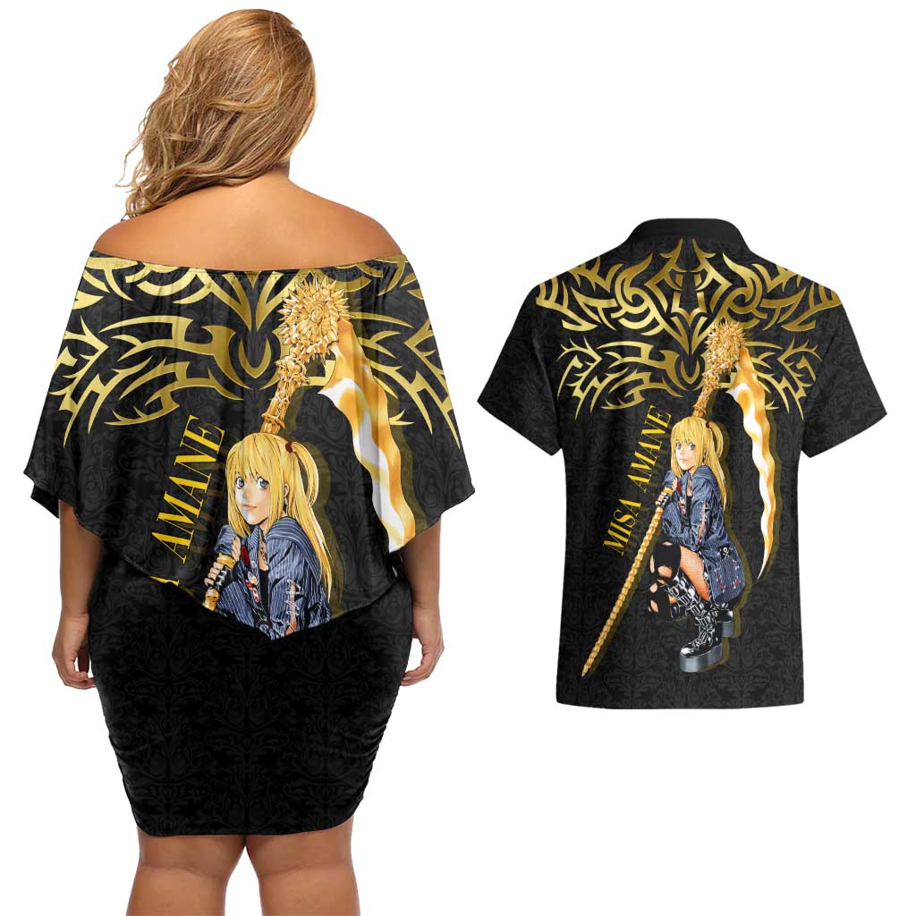 Misa Amane Death Note Couples Matching Off Shoulder Short Dress and Hawaiian Shirt Misa Amane from Death Note - Dark Diva with a Blade