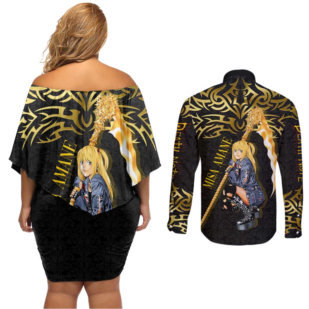 Misa Amane Death Note Couples Matching Off Shoulder Short Dress and Long Sleeve Button Shirt Misa Amane from Death Note - Dark Diva with a Blade