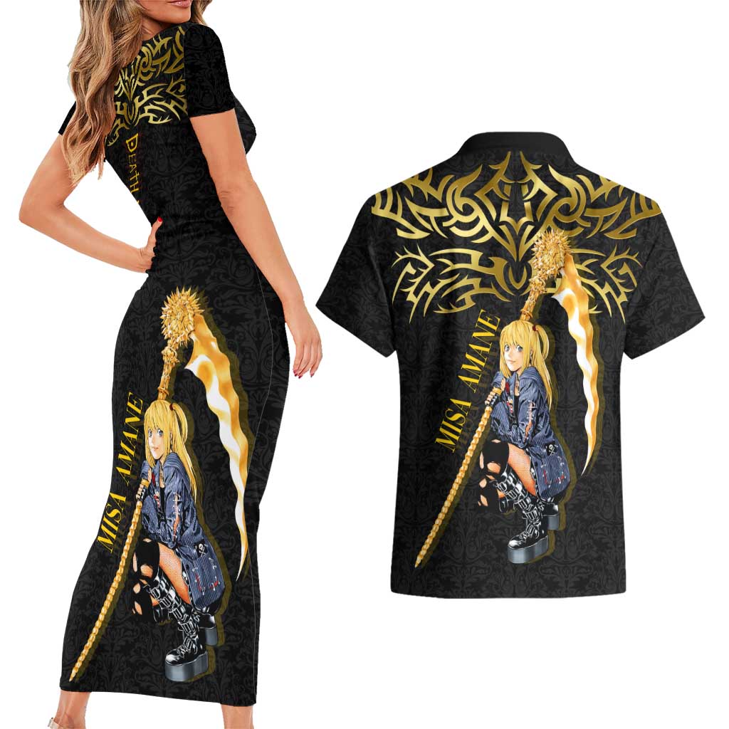 Misa Amane Death Note Couples Matching Short Sleeve Bodycon Dress and Hawaiian Shirt Misa Amane from Death Note - Dark Diva with a Blade