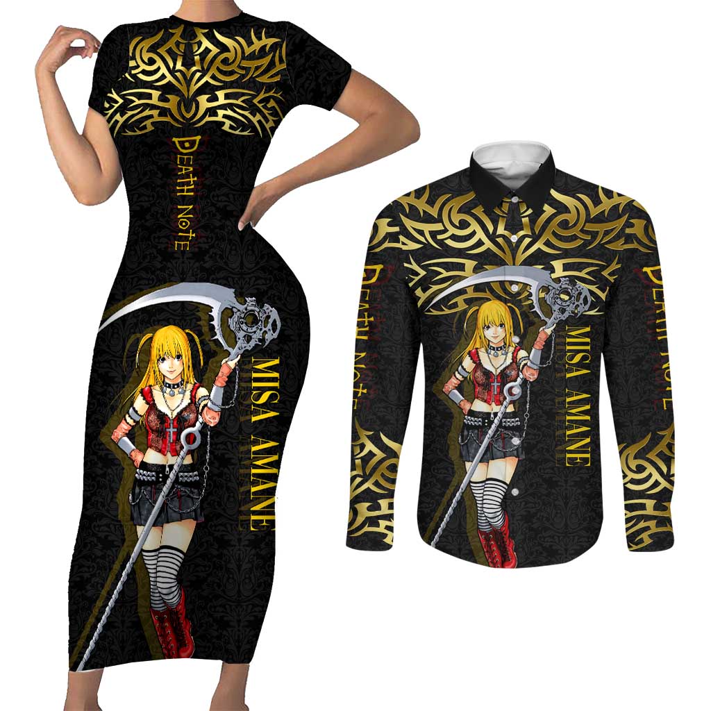 Misa Amane Death Note Couples Matching Short Sleeve Bodycon Dress and Long Sleeve Button Shirt Misa Amane from Death Note - Dark Diva with a Blade