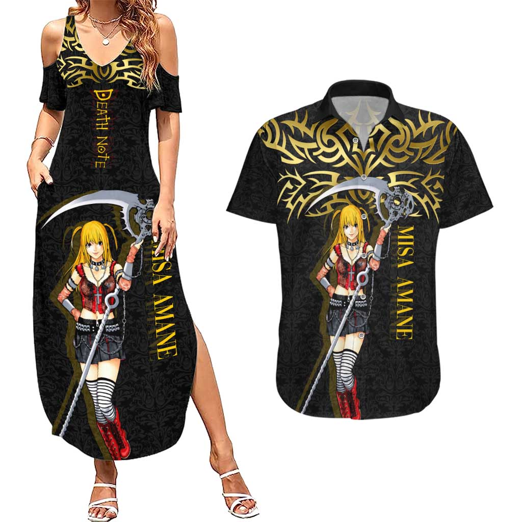 Misa Amane Death Note Couples Matching Summer Maxi Dress and Hawaiian Shirt Misa Amane from Death Note - Dark Diva with a Blade