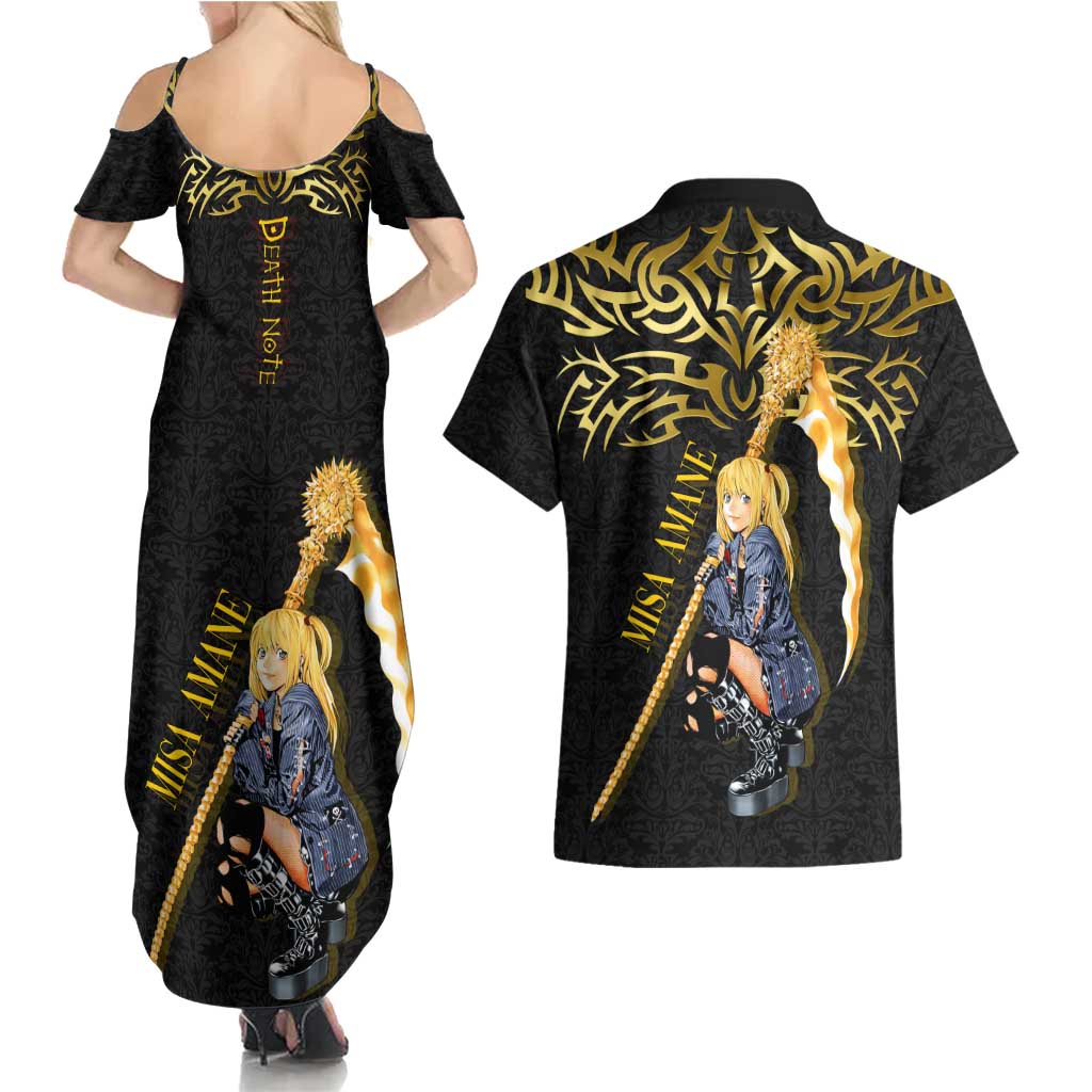 Misa Amane Death Note Couples Matching Summer Maxi Dress and Hawaiian Shirt Misa Amane from Death Note - Dark Diva with a Blade