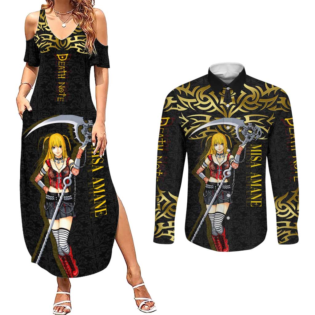 Misa Amane Death Note Couples Matching Summer Maxi Dress and Long Sleeve Button Shirt Misa Amane from Death Note - Dark Diva with a Blade