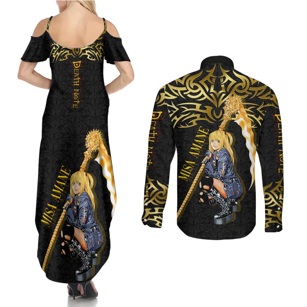 Misa Amane Death Note Couples Matching Summer Maxi Dress and Long Sleeve Button Shirt Misa Amane from Death Note - Dark Diva with a Blade