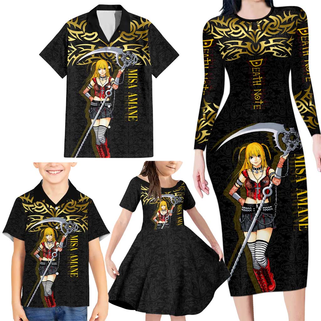 Misa Amane Death Note Family Matching Long Sleeve Bodycon Dress and Hawaiian Shirt Misa Amane from Death Note - Dark Diva with a Blade